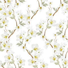 Chinoiserie floral seamless pattern with birds and flowers.