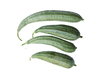 Top view of fresh Ridge gourd isolated on transparent background and white background