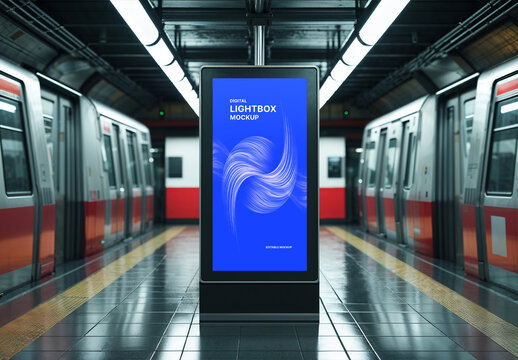 Subway Station Advertising Lightbox Mockup