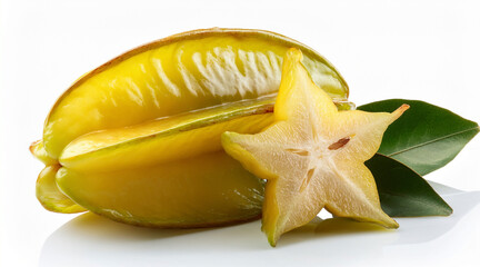 Fototapeta premium Carambola with shadow on white background