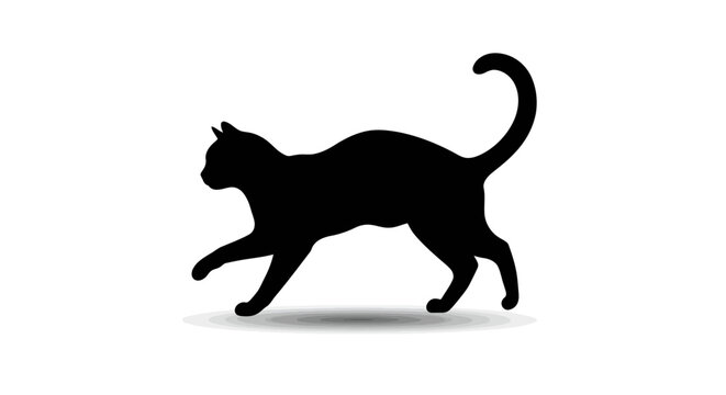 Silhouette of a running cat.