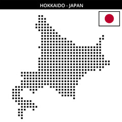 Obraz premium Big square dotted map of HOKKAIDO in Japan