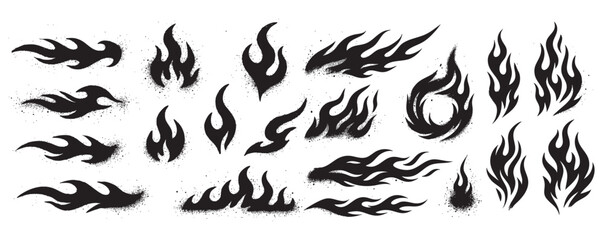 fire flame element graffiti brush spray set