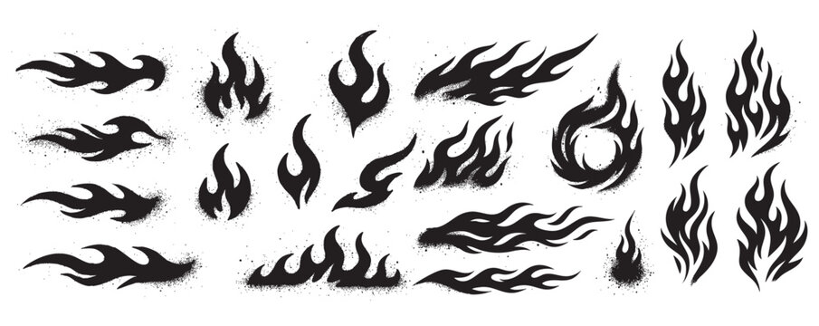 fire flame element graffiti brush spray set