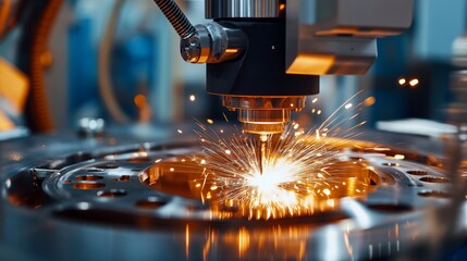 A laser precision welding machine in industrial machinery production line. 