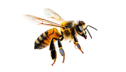 A detailed bee with intricate wings and distinct yellow and black stripes, showcasing its features and anatomy
