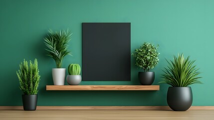 A cozy office nook with minimalist decor and lush plants  long title A serene and inviting office