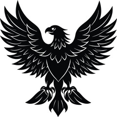 Obraz premium Powerful Flying Eagle Silhouette Vector for Patriotic Art, Wildlife Graphics, and High-Impact Nature Illustrations