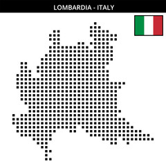 Fototapeta premium Big square dotted map of lombardia in Italy