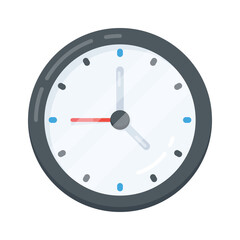 Flat style icon of wall clock showing accurate time