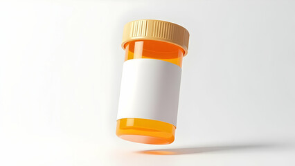 Ultra-Realistic 3D Icon of Prescription Bottle with Translucent Orange Cap