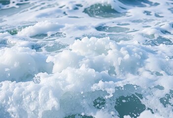 Obraz premium Close-up of churning ocean water, frothy whitecaps, low angle, breaking wave, green