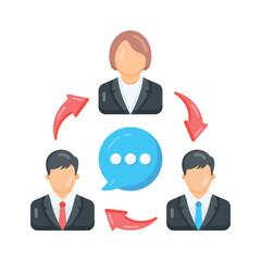 A well designed flat icon showing staff meeting