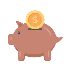 Check out this flat icon showing piggy bank saving coins