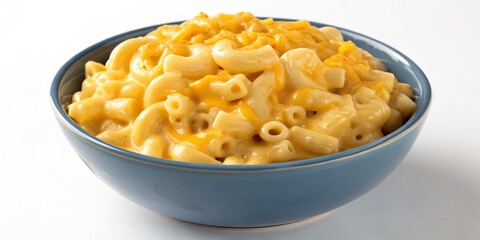 Creamy Cheesy Macaroni and Cheese in a Blue Bowl, Pasta Recipe, Comfort Food Pasta, Mac and Cheese