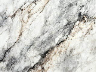 Fototapeta premium Close up of marble surface showcases its intricate veining and natural texture, featuring blend of white, gray, and beige tones. elegant pattern adds touch of sophistication
