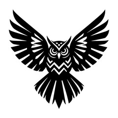 Fototapeta premium Flying Owl Logo with Open Wings Vector