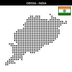 Big square dotted map of orissa in India