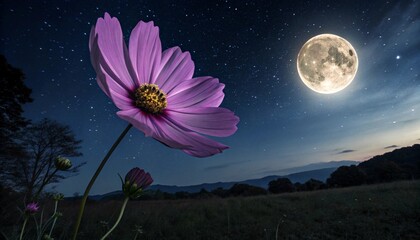 moon and flowers