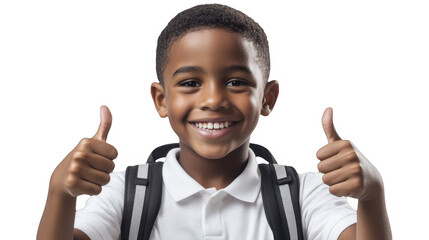 Cheerful African child giving thumbs up on a transparent background, PNG image, PNG file.