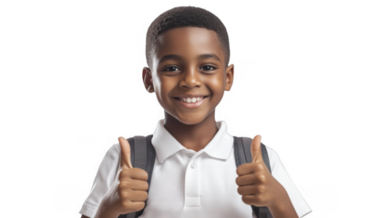 Smiling Black Boy Giving Thumbs Up on a transparent background, PNG image, PNG file.