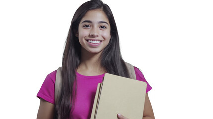 Obraz premium Smiling Young Arab Student Carrying Folders on a Transparent Background, PNG image, PNG file