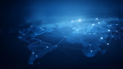 Obraz premium Global network connecting continents in blue