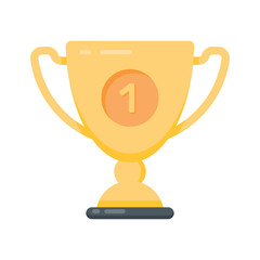 A flat style icon of trophy golden winning cup
