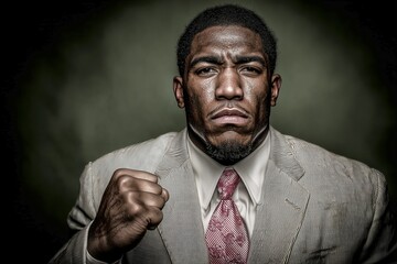 Obraz premium Powerful Portrait of a Man in a Suit with a Determined Expression