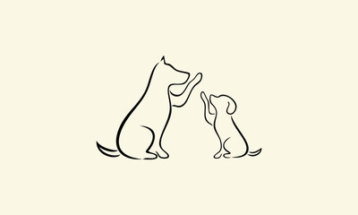 Fototapeta premium Dogs Playing with Sitting, and Greeting.