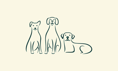 Dogs Silhouettes Outline.