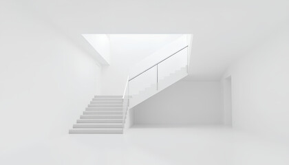 Obraz premium Abstract composition showing a minimalist staircase in a pure white room, with sharp angles 2