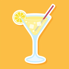 Lemon cocktail sticker for use in food and beverage promotions or summer themed visuals