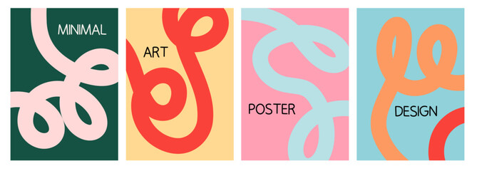 Modern Abstract Wavy Lines Art Template Collection