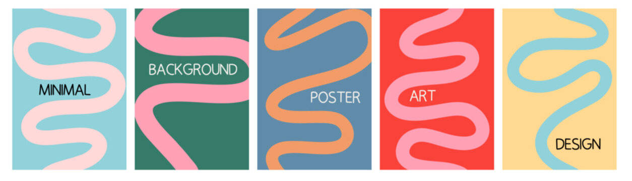 Retro Wavy Bold Lines Abstract Background Set keywords