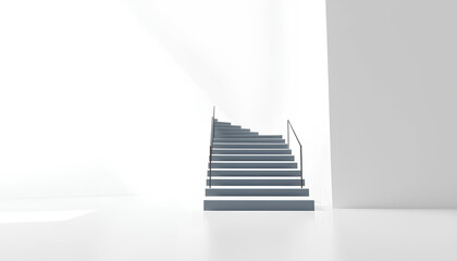Obraz premium Clean 3D visualization of a monochrome staircase floating in a void space, highlighting modern design principles of symmetry 2