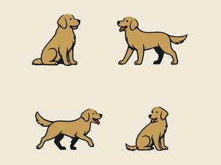 set of golden retriever dog