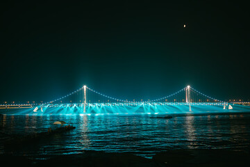 Night view of the sea-crossing bridge
