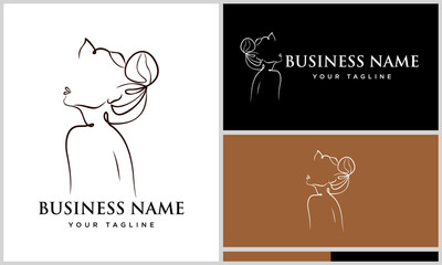 Elegant Woman Line Art Logo Design.