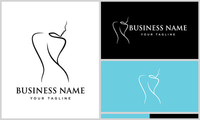 Elegant Woman Silhouette Logo Design.