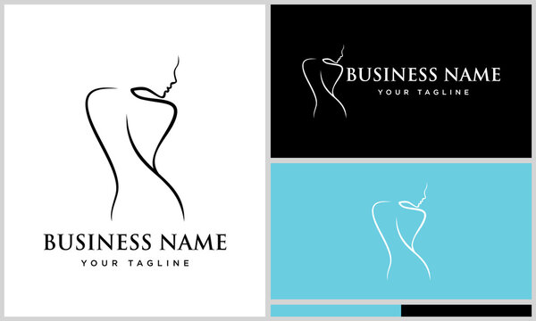 Elegant Woman Silhouette Logo Design.