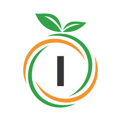 Initial Orange Logo combine with letter I vector template