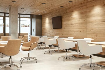Obraz premium Achieving productivity with well-equipped modern meeting environments.