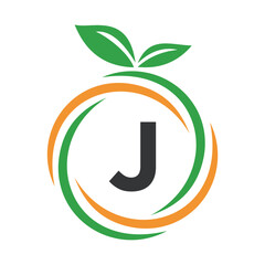  Initial Orange Logo combine with letter J vector template