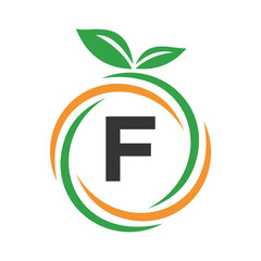  Initial Orange Logo combine with letter F vector template