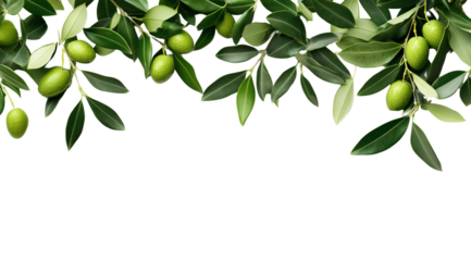 Green olive branches add vibrant flair, created with AI, PNG