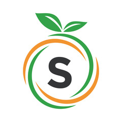  Initial Orange Logo combine with letter S vector template