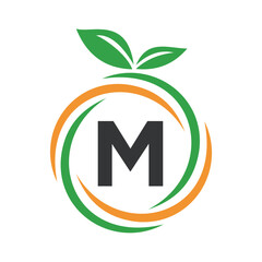  Initial Orange Logo combine with letter M vector template