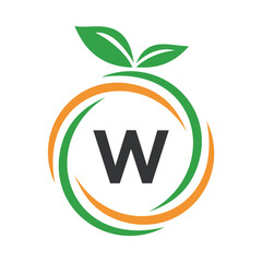  Initial Orange Logo combine with letter W vector template