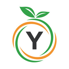  Initial Orange Logo combine with letter Y vector template